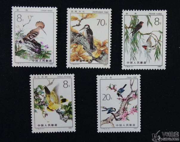 Lot82-204： T.79 益鳥 1套5枚全 全品